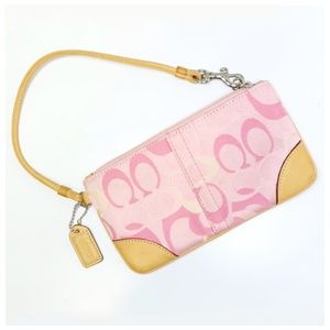 COACH Pink Optic Signature Wristlet